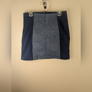 Free People Color Block Denim Skirt